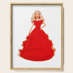 Christmas Doll in Red Dress Vector Art Serving Tray Gallery Image 1