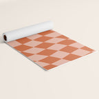 Warped Check Pattern Pumpkin Peach Yoga Mat Gallery Image 2