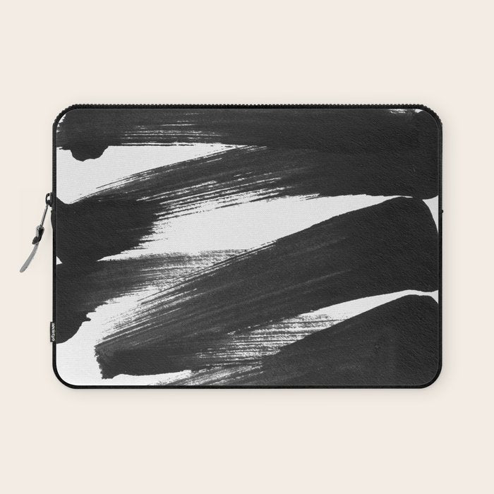 Black Brushstrokes Abstract Ink Painting Laptop Sleeve Gallery Image 1
