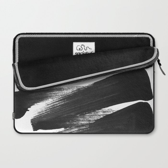 Black Brushstrokes Abstract Ink Painting Laptop Sleeve Gallery Image 2