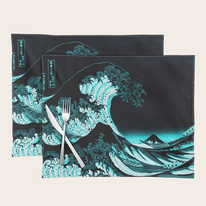 The Great Wave : Dark Teal Placemat Gallery Image 1
