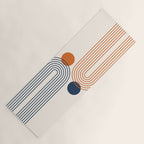 Mid Century Modern Geometric 199.2 in Navy Blue Orange Yoga Mat Gallery Image 1