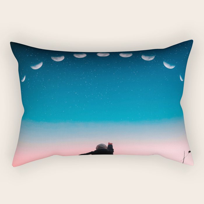 Phases of the moon color time-lapse photography - photographic art print Rectangular Pillow Gallery Image 1