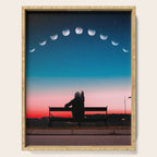 Phases of the moon color time-lapse photography - photographic art print Serving Tray Gallery Image 1