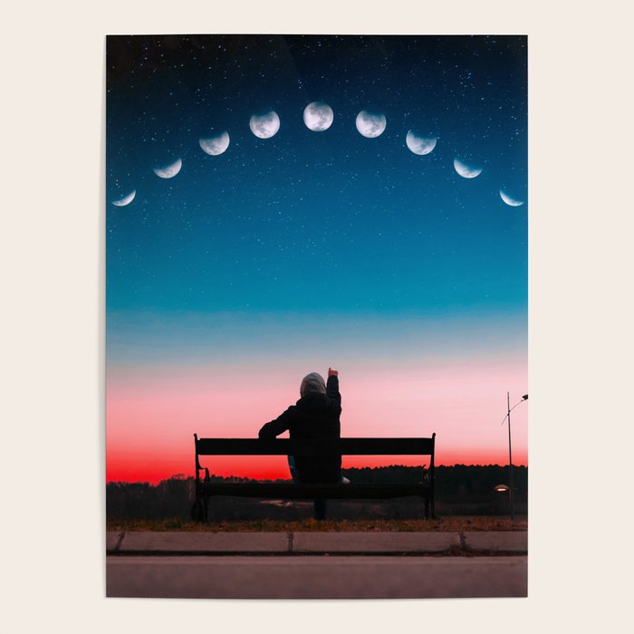 Phases of the moon color time-lapse photography - photographic art print Poster Gallery Image 4