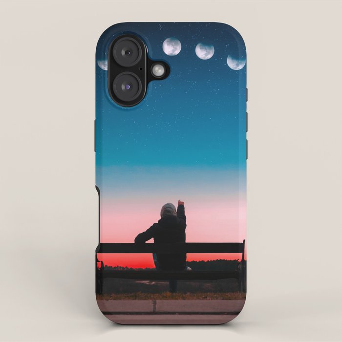 Phases of the moon color time-lapse photography - photographic art print iPhone Case Gallery Image 1
