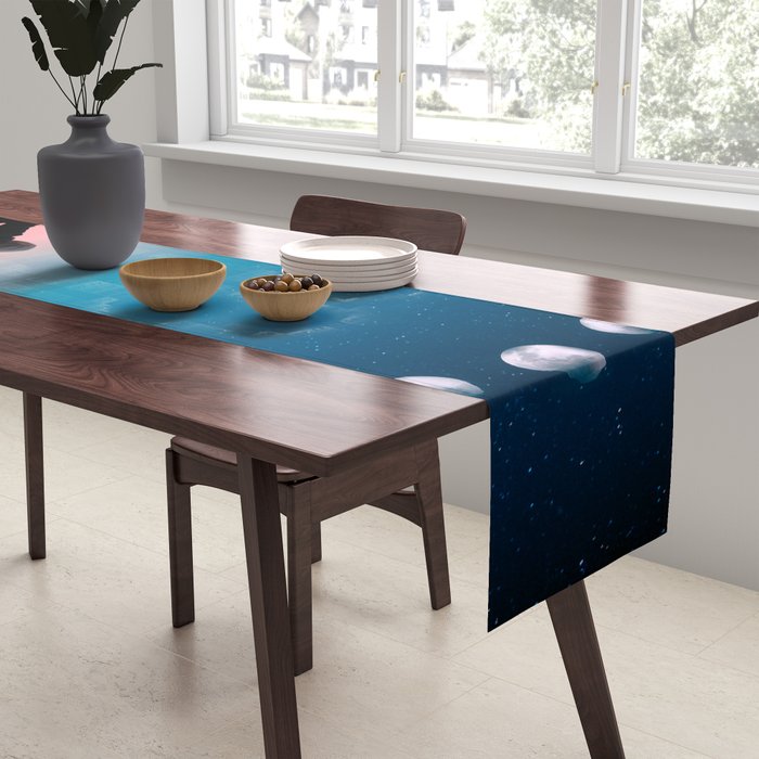 Phases of the moon color time-lapse photography - photographic art print Table Runner Gallery Image 2