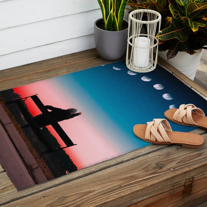 Phases of the moon color time-lapse photography - photographic art print Outdoor Rug Gallery Image 2