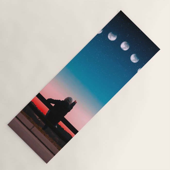 Phases of the moon color time-lapse photography - photographic art print Yoga Mat Gallery Image 1