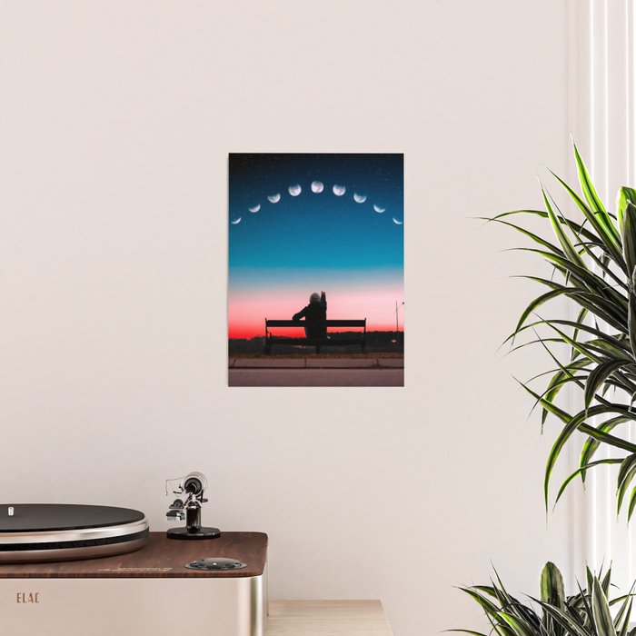 Phases of the moon color time-lapse photography - photographic art print Poster Gallery Image 2