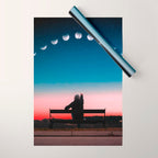 Phases of the moon color time-lapse photography - photographic art print Wrapping Paper Gallery Image 1