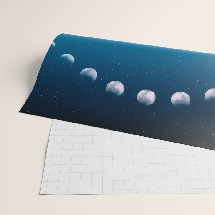 Phases of the moon color time-lapse photography - photographic art print Wrapping Paper Gallery Image 2