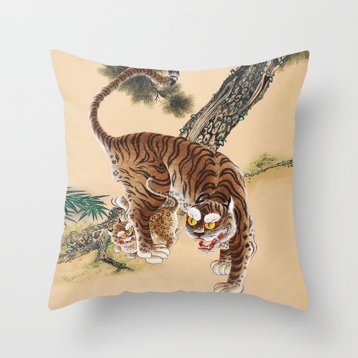 Minhwa Korean Ugly Tiger  Throw Pillow Gallery Image 6