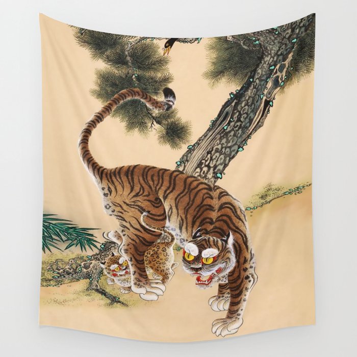 Minhwa Korean Ugly Tiger  Wall Tapestry Gallery Image 4