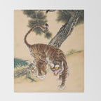 Minhwa Korean Ugly Tiger  Throw Blanket Gallery Image 2