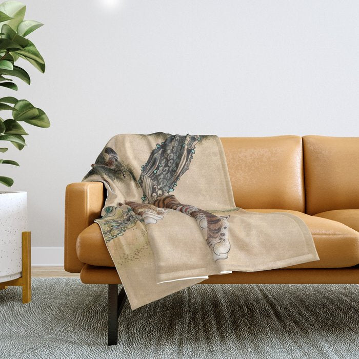 Minhwa Korean Ugly Tiger  Throw Blanket Gallery Image 1