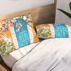 Oh The Places You Will Go | Spanish Bougainvillea Villa architecture Buildings | Boho Summer Travel Pillow Sham Gallery Image 2