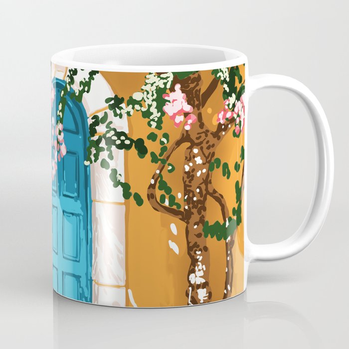Oh The Places You Will Go | Spanish Bougainvillea Villa architecture Buildings | Boho Summer Travel Coffee Mug Gallery Image 1