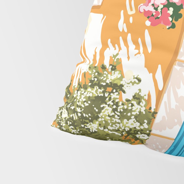 Oh The Places You Will Go | Spanish Bougainvillea Villa architecture Buildings | Boho Summer Travel Pillow Sham Gallery Image 4