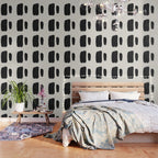 Mid Century Modern Minimalist Abstract Art Brush Strokes Black & White Ink Art Brush Strokes Wallpaper Gallery Image 3