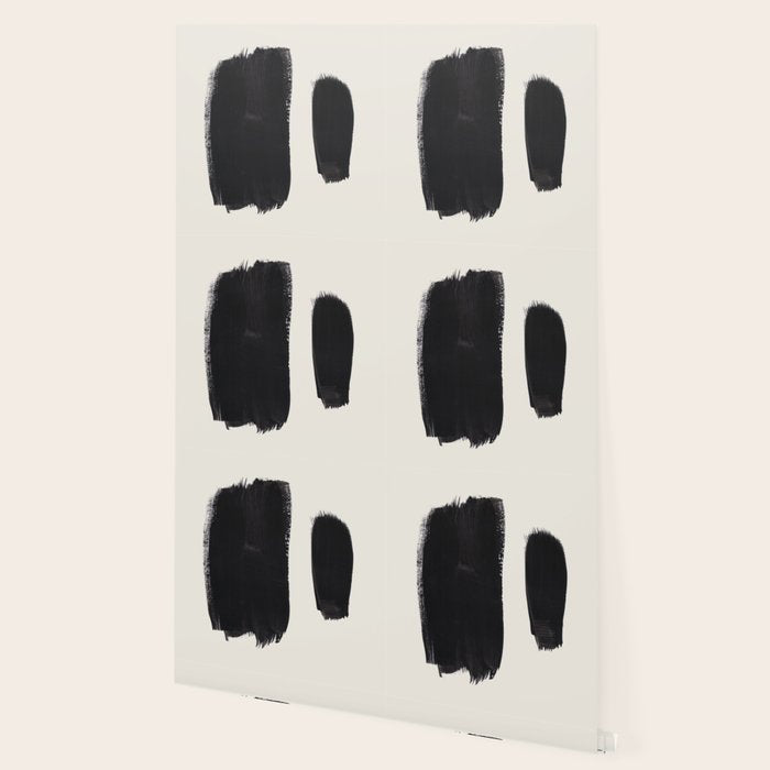 Mid Century Modern Minimalist Abstract Art Brush Strokes Black & White Ink Art Brush Strokes Wallpaper Gallery Image 2