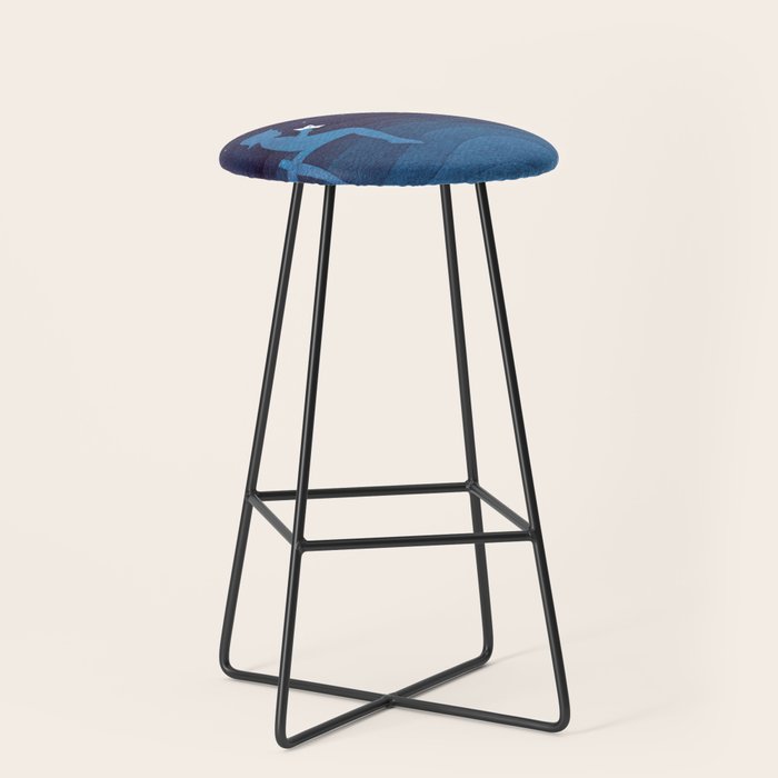 Boy with paper boats, blue Stool Gallery Image 1