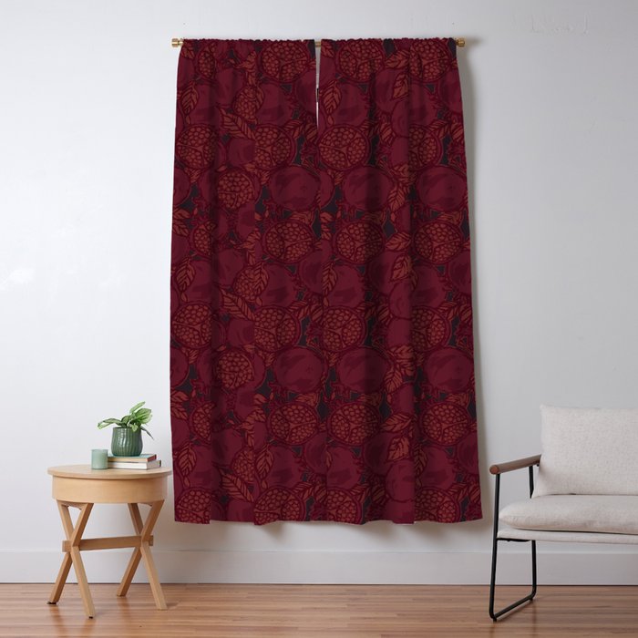 Red Pomegranates Window Curtain