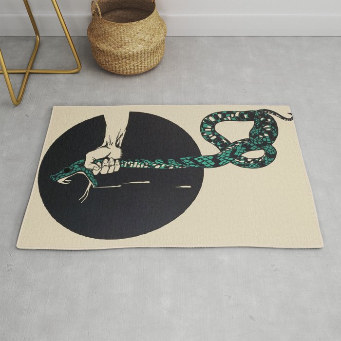 The strangling of a poisonous snake, representing the crushing colour lithograph G. Dorival 1918 Rug Gallery Image 1