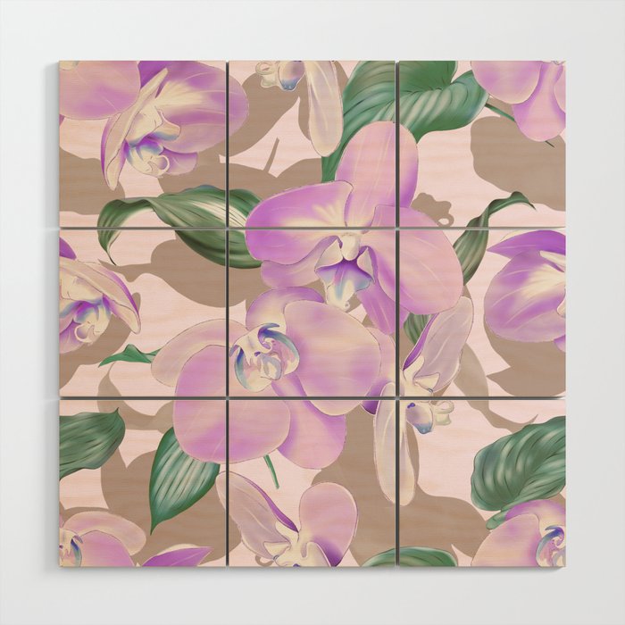 Lovely lilac exotic flowers L Wood Wall Art Gallery Image 1