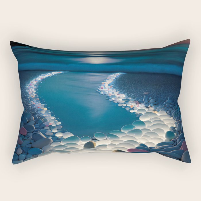 Ocean Moonlight Beach Prints Rectangular Pillow Gallery Image 1