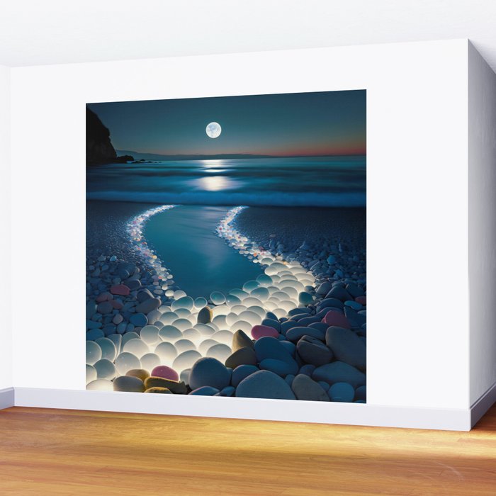 Ocean Moonlight Beach Prints Wall Mural Gallery Image 2