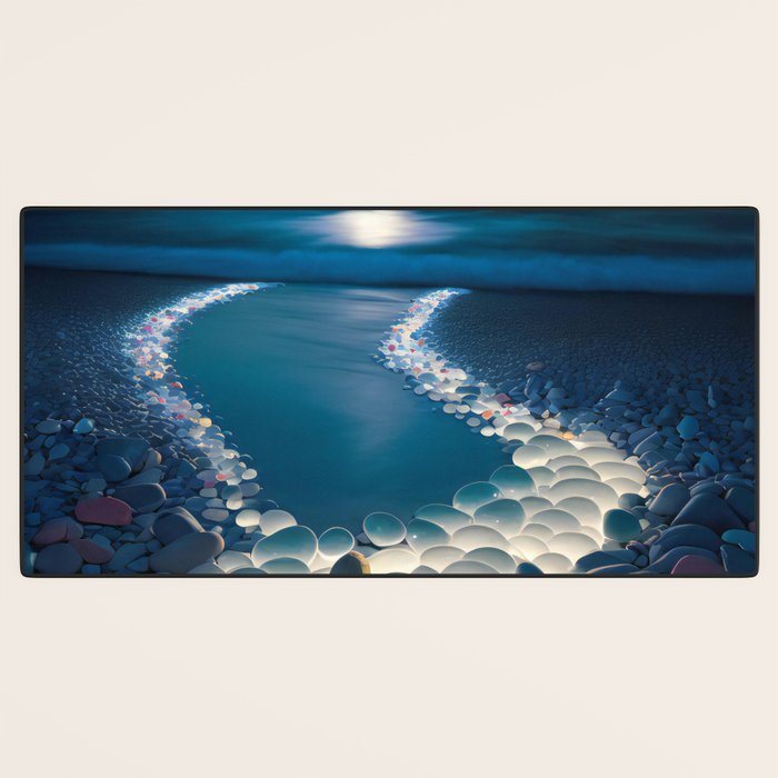 Ocean Moonlight Beach Prints Desk Mat Gallery Image 3
