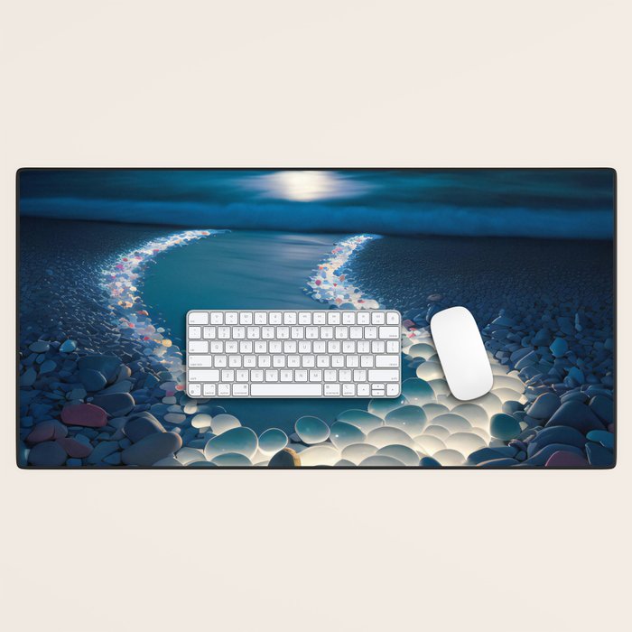Ocean Moonlight Beach Prints Desk Mat Gallery Image 1