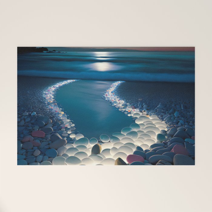 Ocean Moonlight Beach Prints Welcome Mat Gallery Image 1
