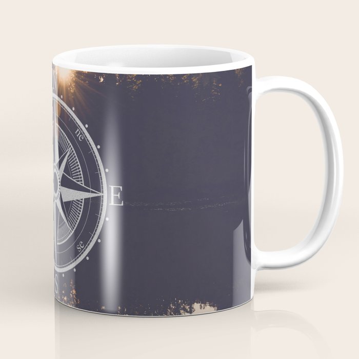 Wooded Lake Reflection Compass Coffee Mug Gallery Image 1
