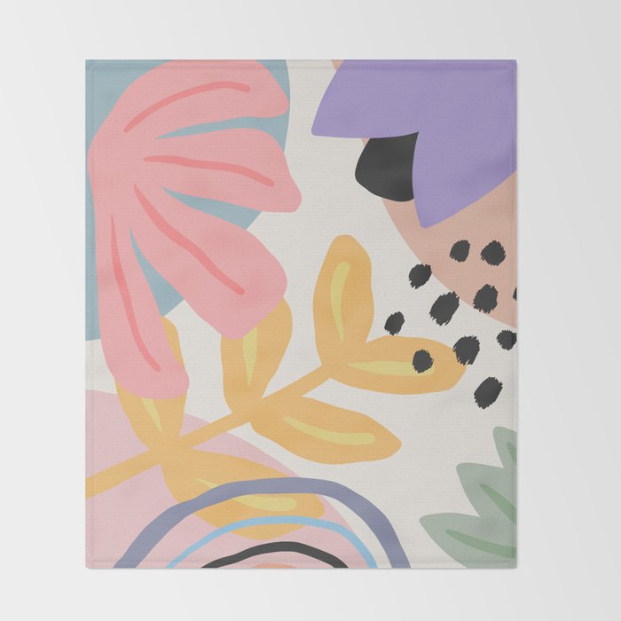 Flower Market Madrid, Pastel Edition Throw Blanket Gallery Image 2