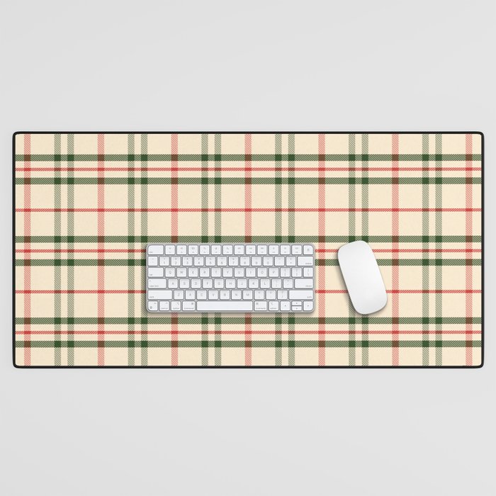 Festive Green & Red Christmas Plaid Desk Mat Gallery Image 1