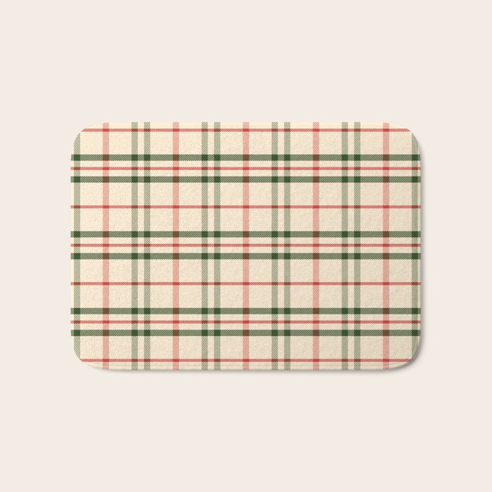 Festive Green & Red Christmas Plaid Bath Mat Gallery Image 1
