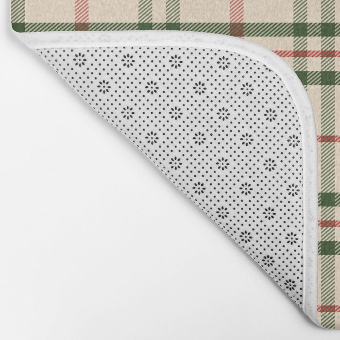 Festive Green & Red Christmas Plaid Bath Mat Gallery Image 2