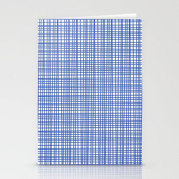 Royal Blue Fine Weave Mid Century Modern Minimalist Woven Line Pattern with White Stationery Card Gallery Image 2