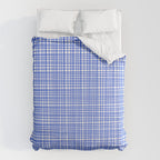 Royal Blue Fine Weave Mid Century Modern Minimalist Woven Line Pattern with White Duvet Cover Gallery Image 6