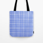 Royal Blue Fine Weave Mid Century Modern Minimalist Woven Line Pattern with White Tote Bag Gallery Image 1