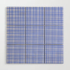 Royal Blue Fine Weave Mid Century Modern Minimalist Woven Line Pattern with White Wood Wall Art Gallery Image 1