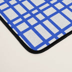Royal Blue Fine Weave Mid Century Modern Minimalist Woven Line Pattern with White Desk Mat Gallery Image 4