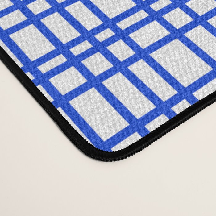 Royal Blue Fine Weave Mid Century Modern Minimalist Woven Line Pattern with White Desk Mat Gallery Image 4