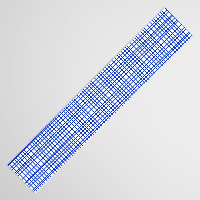 Royal Blue Fine Weave Mid Century Modern Minimalist Woven Line Pattern with White Table Runner Gallery Image 3