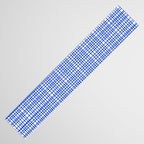 Royal Blue Fine Weave Mid Century Modern Minimalist Woven Line Pattern with White Table Runner Gallery Image 3