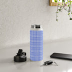 Royal Blue Fine Weave Mid Century Modern Minimalist Woven Line Pattern with White Water Bottle Gallery Image 4