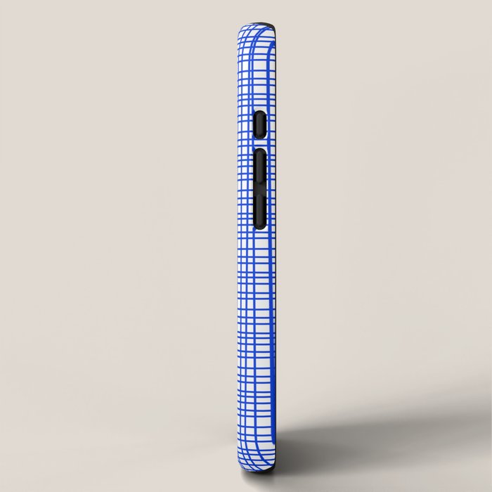 Royal Blue Fine Weave Mid Century Modern Minimalist Woven Line Pattern with White iPhone Case Gallery Image 2