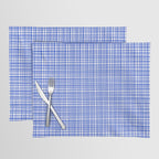 Royal Blue Fine Weave Mid Century Modern Minimalist Woven Line Pattern with White Placemat Gallery Image 1